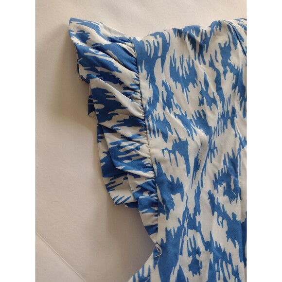 NWT Made With Love Shift Dress Blue White Small Ikat All Over Print Lightweight - Picture 3 of 8